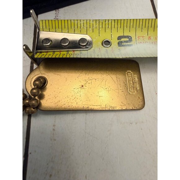 Vintage Y2K Coach Gold Brass Metal Hangtag With Brass Chain 2” GUC - Picture 3 of 3